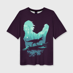 Женская футболка oversize 3D T-Rex