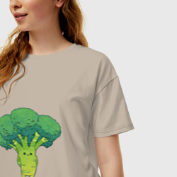 Женская футболка хлопок Oversize Симпатичный брокколи - фото 2