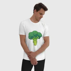 Мужская пижама с белой футболкой хлопок Симпатичный брокколи - фото 2