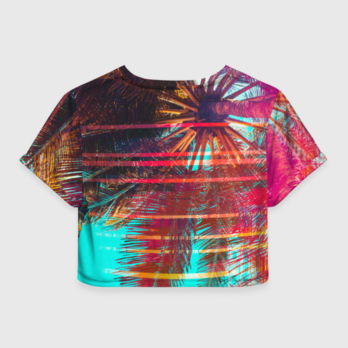 Женская футболка Crop-top 3D Palm glitch art, цвет 3D печать - фото 2