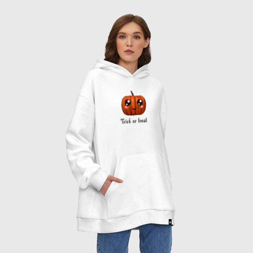 Худи SuperOversize хлопок Halloween pumpkin, цвет белый - фото 4