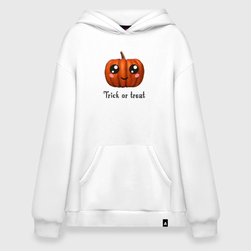 Худи SuperOversize хлопок Halloween pumpkin, цвет белый