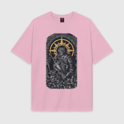 Женская футболка Oversize хлопок texturе Dark Souls рыцарь душа пепла