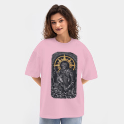 Женская футболка Oversize хлопок texturе Dark Souls рыцарь душа пепла - фото 2