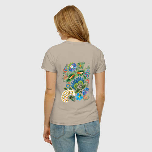 Женская футболка хлопок Славянский орнамент, цвет миндальный - фото 4