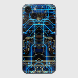 Чехол для iPhone 15 силиконовый с защитой камеры Сircuit-$$$