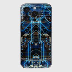 Чехол для iPhone 15 Pro силиконовый с защитой камеры Сircuit-$$$