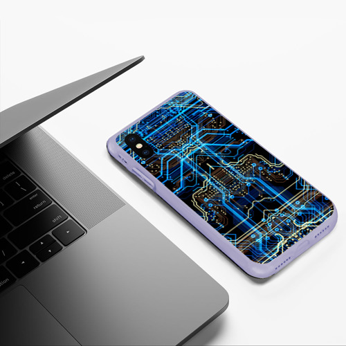 Чехол для iPhone XS Max матовый Сircuit-$$$, цвет светло-сиреневый - фото 5