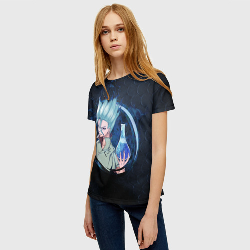 Женская футболка 3D Сэнку Исигами с колбой, цвет 3D печать - фото 3