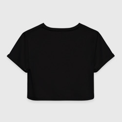 Топик (короткая футболка или блузка, не доходящая до середины живота) с принтом Blackpink — The Album для женщины, вид сзади №1. Цвет основы: белый