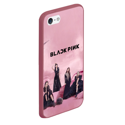 Чехол для iPhone 5/5S матовый Blackpink x PUBG, цвет малиновый - фото 3