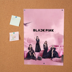 Постер с принтом Blackpink x PUBG для любого человека, вид спереди №2. Цвет основы: белый
