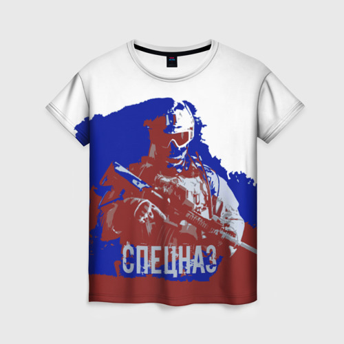 Женская футболка 3D с принтом Спецназ России, вид спереди #2