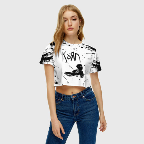 Женская футболка Crop-top 3D Korn, цвет 3D печать - фото 4