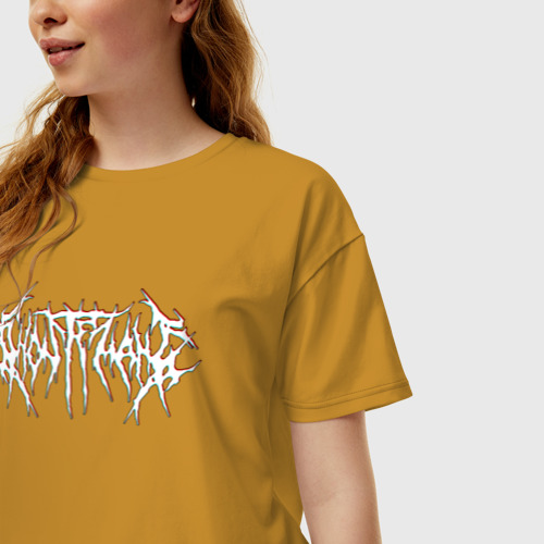 Женская футболка хлопок Oversize Ghostemane, цвет горчичный - фото 3