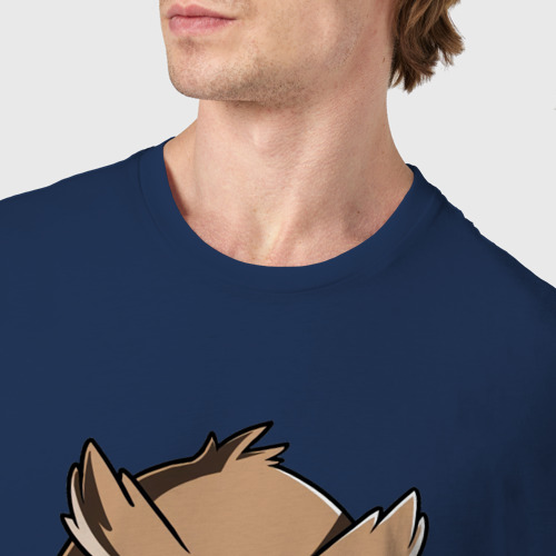 Мужская футболка хлопок Сова с кофе, цвет темно-синий - фото 6