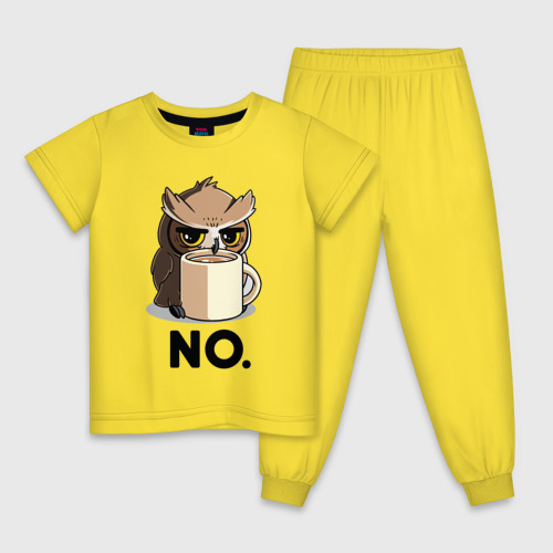 Детская пижама хлопок Сова с кофе, цвет желтый