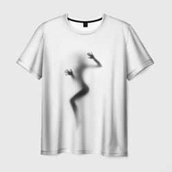 Мужская футболка 3D Девушка за стеклом