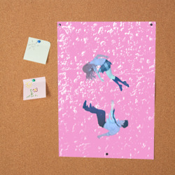 Постер с принтом Нисимия и Ишида парят в воздухе - Форма голоса для любого человека, вид спереди №2. Цвет основы: белый
