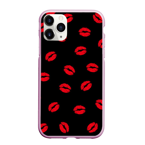 Чехол для iPhone 11 Pro Max матовый Поцелуи, цвет розовый