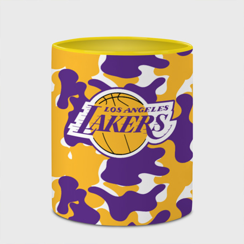 Кружка с полной запечаткой LA Lakers Лейкерс, цвет белый + желтый - фото 4