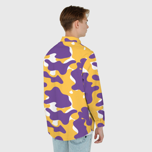 Мужская рубашка oversize 3D с принтом LA Lakers Лейкерс, вид сзади #2