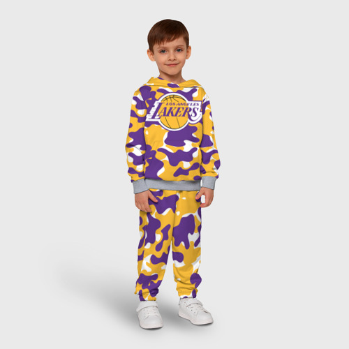 Детский костюм с толстовкой с принтом LA Lakers Лейкерс, фото на моделе #1