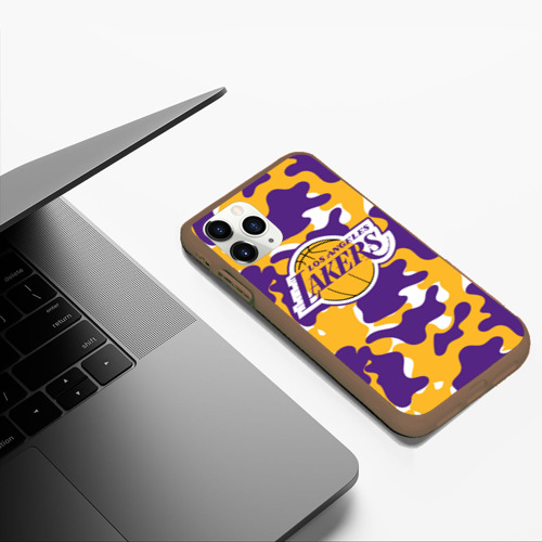 Чехол для iPhone 11 Pro Max матовый LA Lakers Лейкерс, цвет коричневый - фото 5