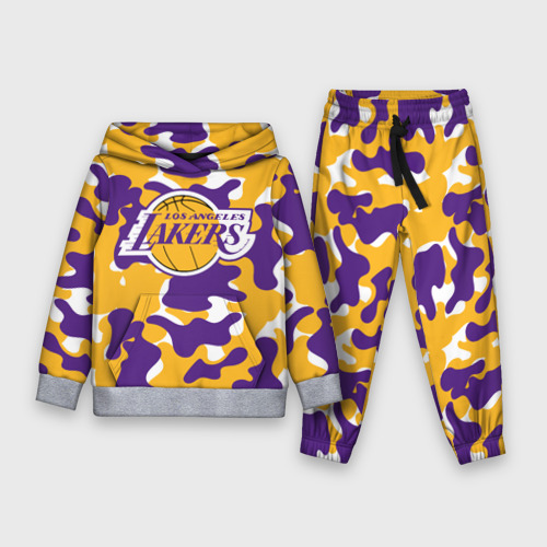 Детский костюм с толстовкой с принтом LA Lakers Лейкерс, вид спереди #2