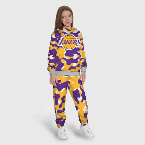 Детский костюм с толстовкой с принтом LA Lakers Лейкерс, вид сбоку #3