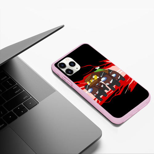Чехол для iPhone 11 Pro Max матовый Among us mem , цвет розовый - фото 5