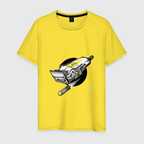 Мужская футболка хлопок Опасная стрижка, цвет желтый