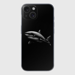 Чехол для iPhone 15 силиконовый с защитой камеры Акула