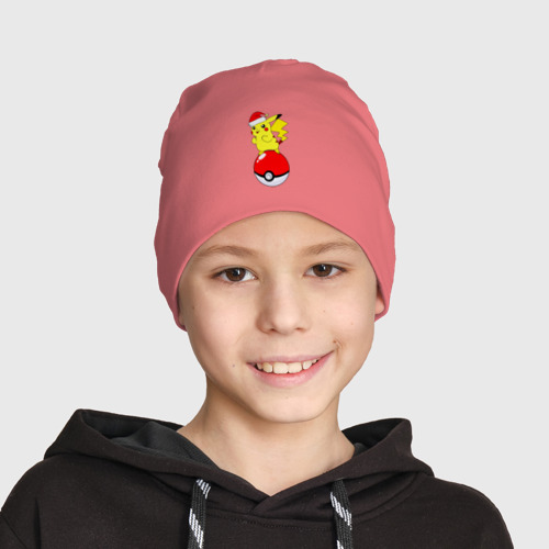 Детская шапка демисезонная Новогодний Пикачу, цвет розовый - фото 3