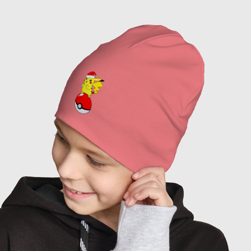 Детская шапка демисезонная Новогодний Пикачу, цвет розовый - фото 4