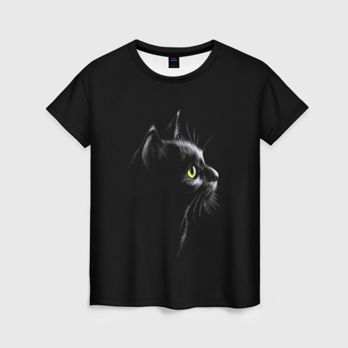 Женская футболка 3D с принтом Кошка, вид спереди #2