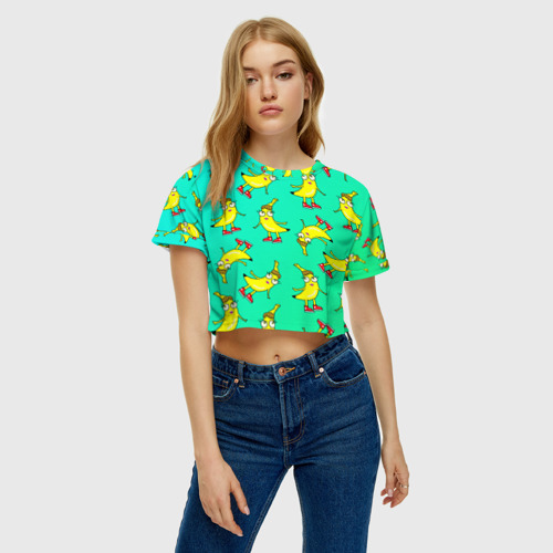 Женская футболка Crop-top 3D Банана-на, цвет 3D печать - фото 4