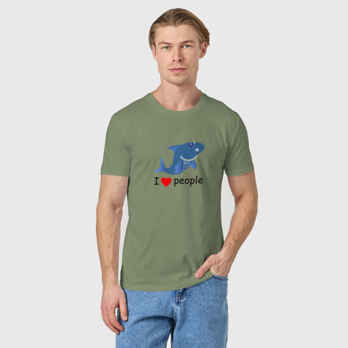 Мужская футболка хлопок Добрая акула, цвет авокадо - фото 3