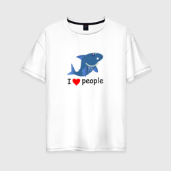 Женская футболка хлопок Oversize Добрая акула