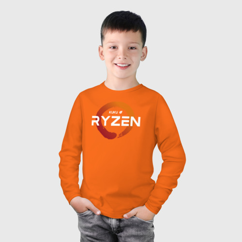 Детский лонгслив хлопок Kuku Ryzen v.2, цвет оранжевый - фото 3