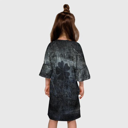 Детское платье 3D с принтом Черный клевер, вид сзади #2