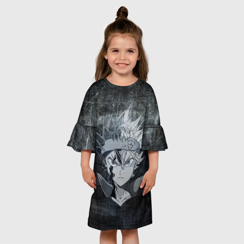 Детское платье 3D с принтом Черный клевер, вид сбоку #3