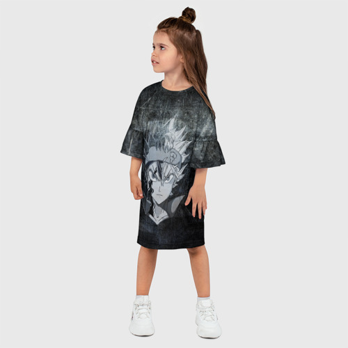 Детское платье 3D с принтом Черный клевер, фото на моделе #1