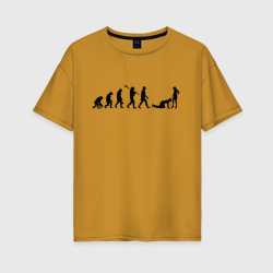 Женская футболка хлопок Oversize Эволюция. Девушки рулят.
