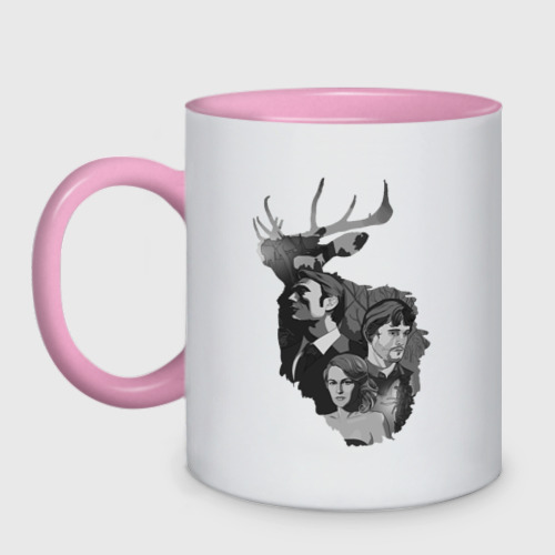 Кружка двухцветная Hannibal deer, цвет белый + розовый