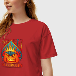 Женская футболка хлопок Oversize Halloween and Russia - фото 2