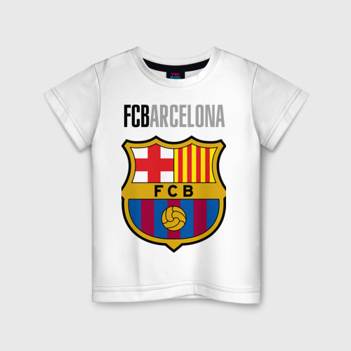 Детская футболка хлопок Barcelona FC, цвет белый