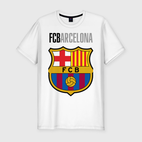 Мужская футболка хлопок Slim Barcelona FC, цвет белый