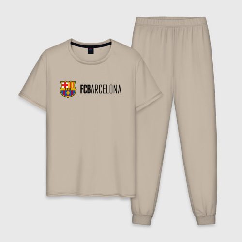 Мужская пижама хлопок Barcelona FC, цвет миндальный