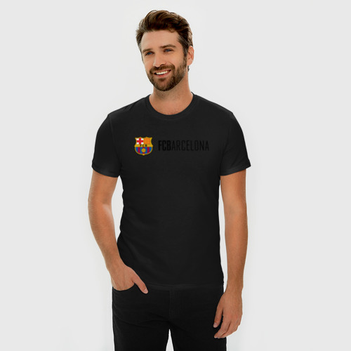 Мужская футболка хлопок Slim Barcelona FC, цвет черный - фото 3